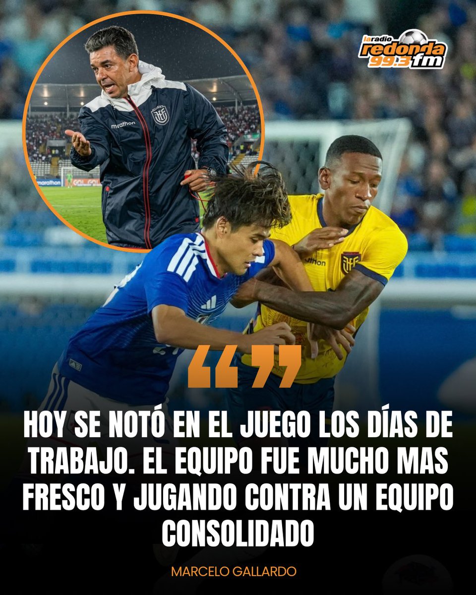 RedondaTv's tweet photo. 🇪🇨🗣️ ¡GALLARDO HABLÓ TRAS LA DERROTA ANTE JAPÓN!
Marcelo Gallardo analizó el empate 0-0 y la caída en penales de La Tri en la Copa Kirin.
💬 “El equipo respondió bien”.
#latri #ecuador #gallardo #japon #copakirin https://t.co/3ZNbKv9aV6