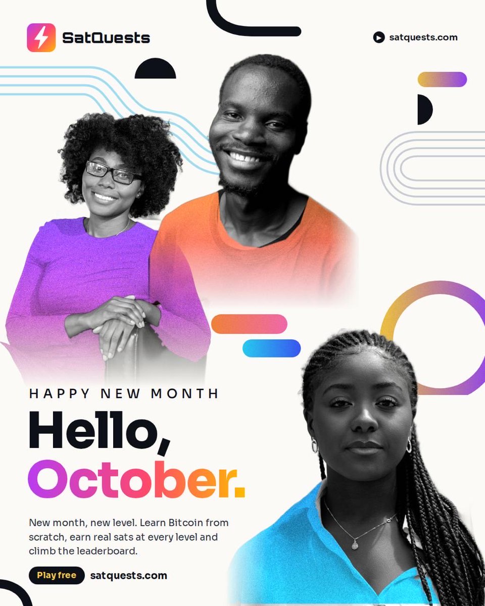 satquests's tweet photo. Hello, October! 
Happy New Month!

New month, new level earn Bitcoin from scratch and earn real sats as you play.

No sign-up needed
No Bitcoin needed to start

https://t.co/Zn1UhSVp5B

Share with a friend who wants to learn Bitcoin https://t.co/4Dr7F16u98