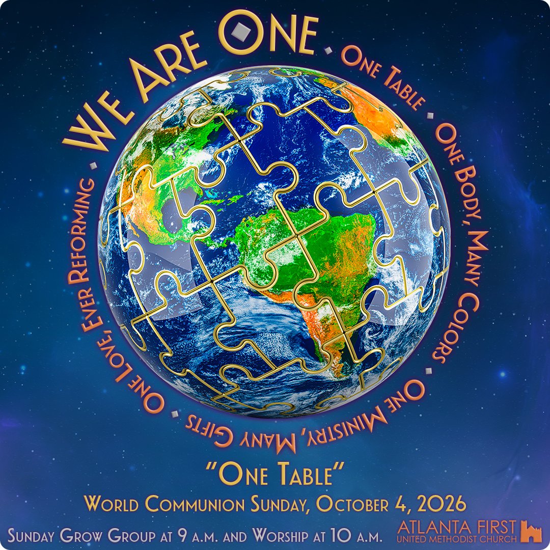 AtlantaFirstUMC's tweet photo. Let's Worship and Grow together! This Sunday we begin a new series for October, "We Are One," as we celebrate World Communion Sunday. Sunday Grow begins at 9 a.m. and Worship begins at 10 a.m., in-person and online: https://t.co/aorsXFzIw8 https://t.co/k3W9raemUx