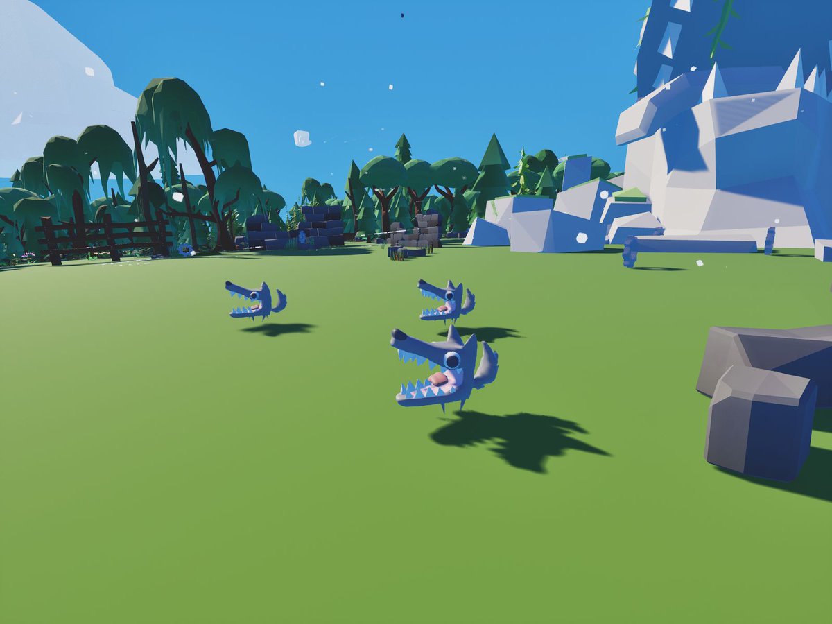 CloudCloverStds's tweet photo. How many ways can you cut up a wolf? 🐺
One asset. Wolf bullets, a wolf plane, and a spinning wolf ring.
Scrappy indie dev means doing a lot with a little.
waiting on the demo build approval, it’s right around the corner! Coming to steam. 
#IndieGame #GameDev #IndieDev https://t.co/zRb1vZMv3B