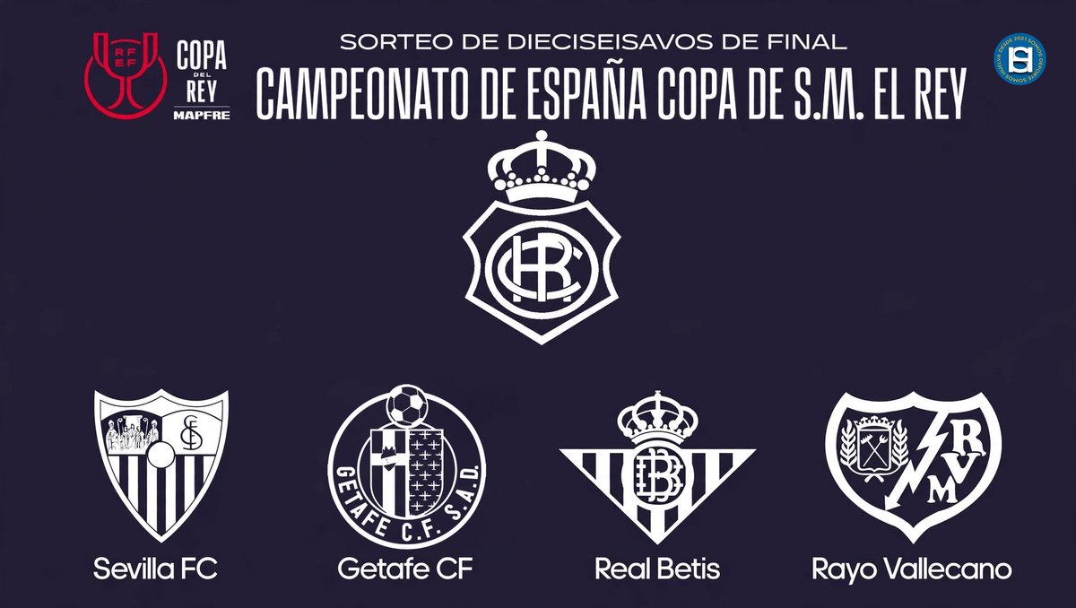 SportsHuelva's tweet photo. 🚨 𝐔𝐋𝐓𝐈𝐌𝐀 𝐇𝐎𝐑𝐀
El @recreoficial encuadrado en el #Grupo4 del sorteo de #CopaDelRey
Le podría tocar un Primera División que estaría entre el @RealBetis - @SevillaFC - @GetafeCF - @RayoVallecano
El lunes 5 de octubre, sabremos el desenlace final y el rival del #Decano
#SomosDeporteSomosHuelva