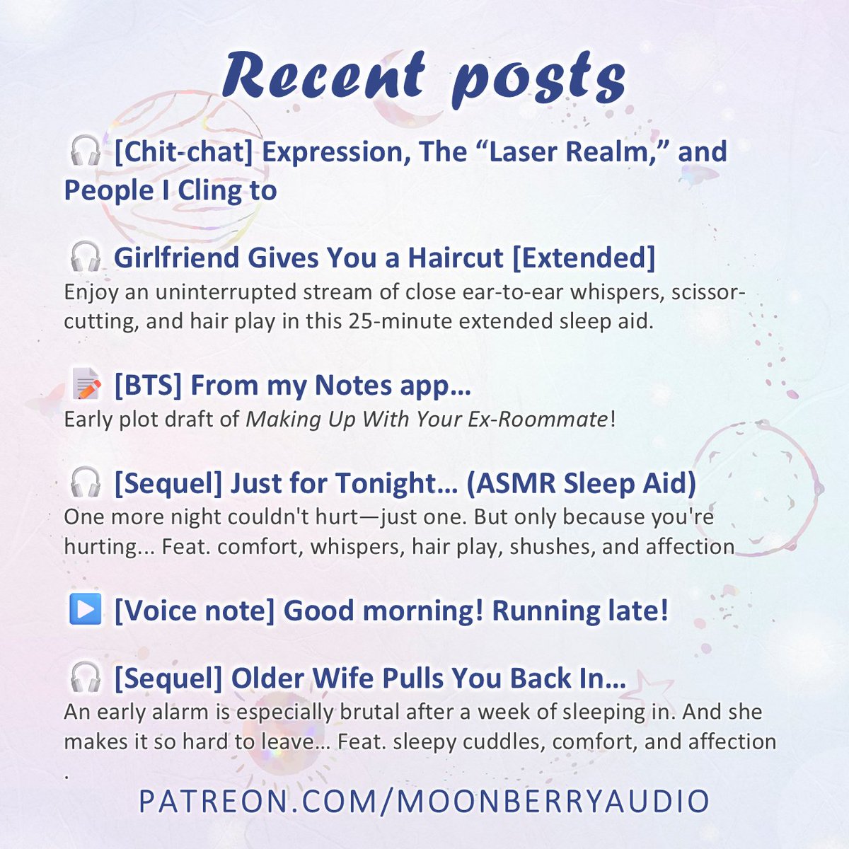 MoonBerryAudio's tweet photo. I'm having a flash sale on Patreon (link in bio) to celebrate the start of spooky season! 🎃

💫 Get 40% off your first month or year as a Strawberry or Blackberry member. No code needed; the discount is immediately applied at checkout.

Ends tonight at 11PM EST! 🌙 https://t.co/xljbBeMoCy