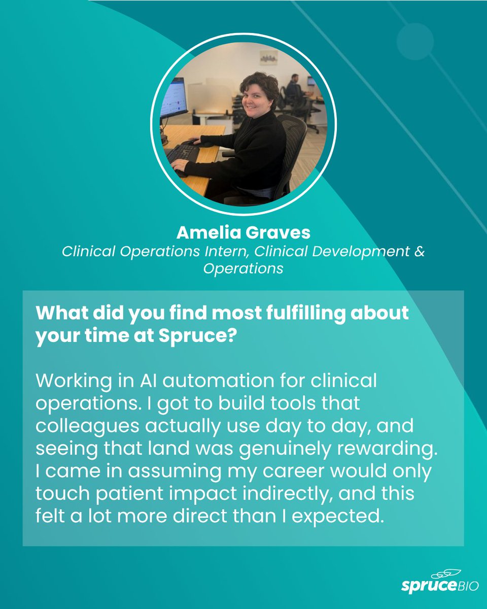 Spruce_Bio's tweet photo. Our intern program this year welcomed Amelia Graves, Anisa Mody and Trenton Chan to the Spruce team for the summer.

We’re proud to celebrate their time at Spruce and help foster the next generation of biotech leaders. https://t.co/47BbnExChD