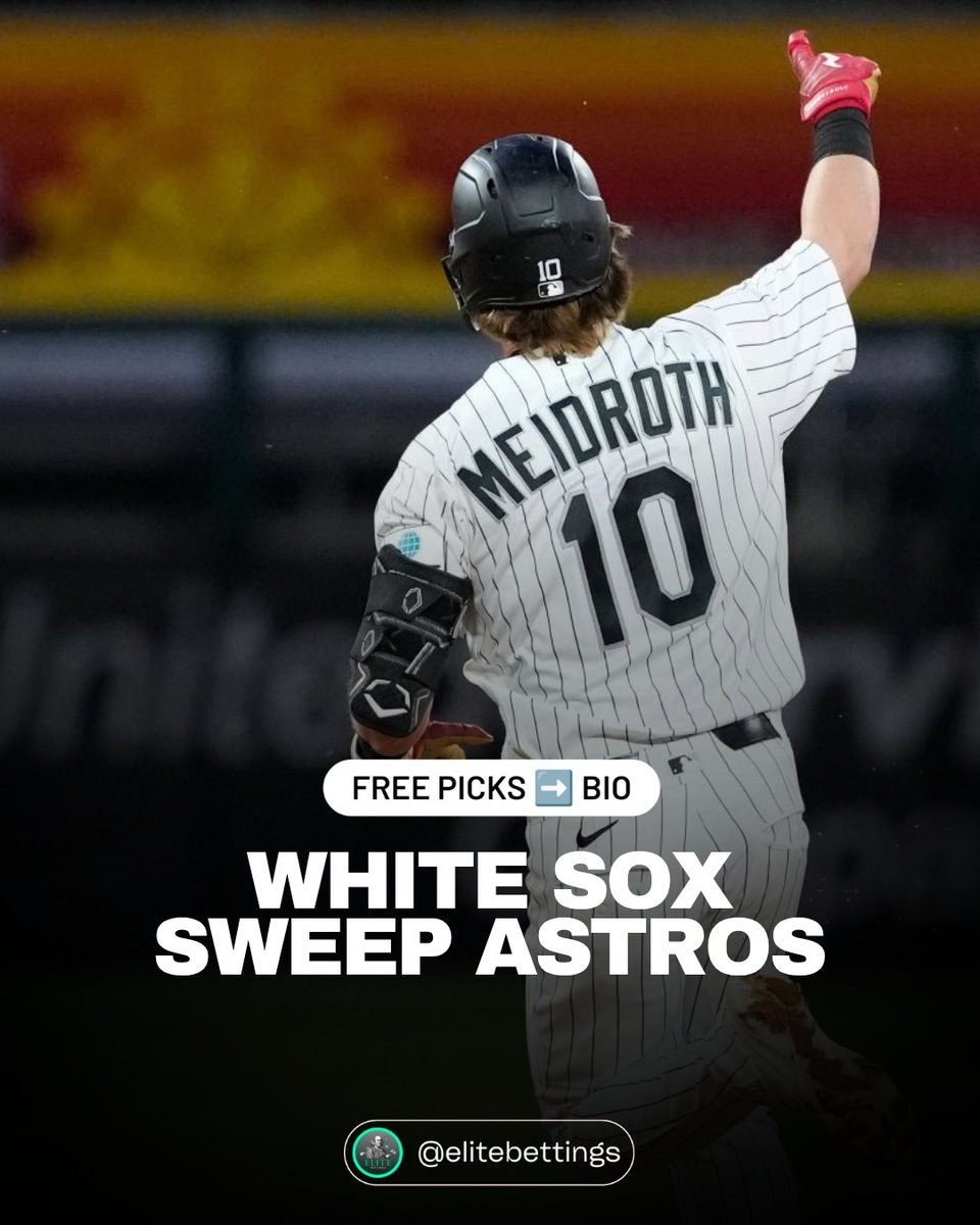 EliteBettings's tweet photo. 🚨 White Sox sweep the Astros out of October.

6-3 then 7-3 in Houston — Chicago's first playoff series win since 2005, per NBC Sports. DraftKings had opened Houston -145.

🎁 1st pick FREE - code "100X"
https://t.co/Eucq8FEZKc

#MLB #MLBPicks #SportsBetting #FreePick https://t.co/y5qgtSRZ6O