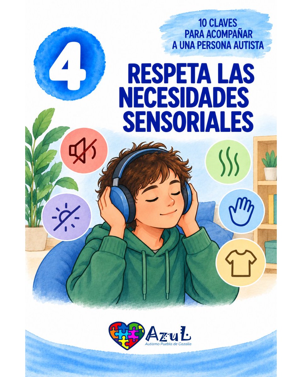 Autismopbladcaz's tweet photo. Ruido, luces, olores, contacto físico o aglomeraciones pueden resultar abrumadores.
Respeta sus necesidades y ofrece alternativas cuando sea posible.
#comprender #apoyar #respetar #Autismo #HazteAzul #puebladecazalla https://t.co/4evlYFnByq