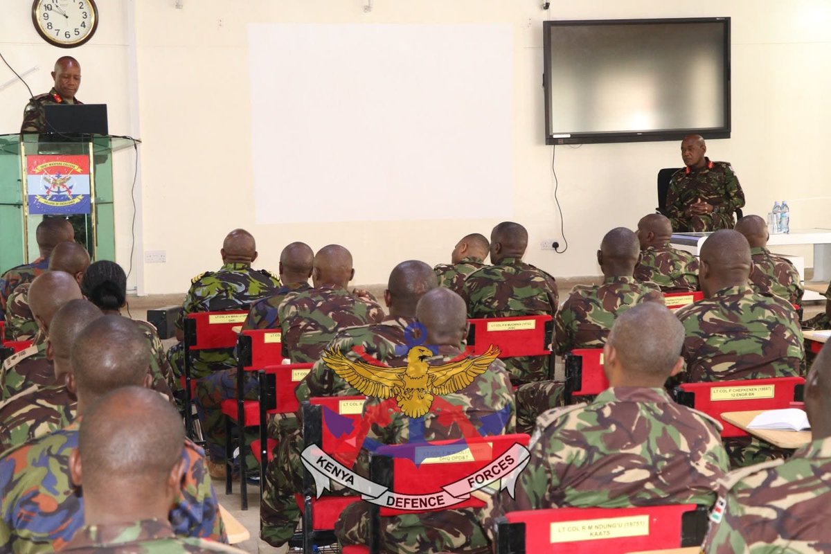 kdfinfo's tweet photo. The Deputy Army Commander, Maj Gen John Nkoimo delivered a  Lecture of Opportunity at the Joint Warfare College, Nakuru. The lecture centred on the evolving operational environment, emerging security challenges and resource management.

See more: https://t.co/b2VxsMF0Lg https://t.co/AG69yWRKSr