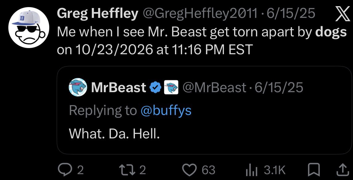 GregHeffley2011's tweet photo. Happy “Mr. Beast getting torn apart by dogs” month to those who celebrate https://t.co/dX3BZNRbq0