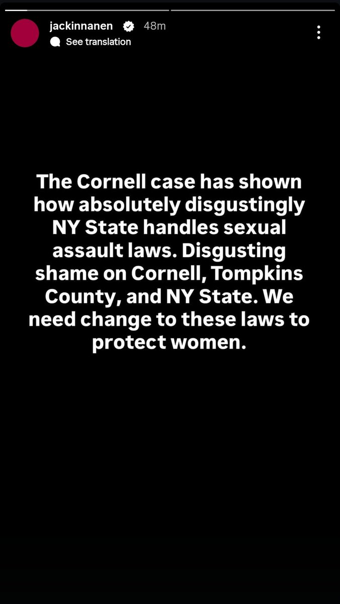 jackinupdates's tweet photo. Jack Innanen speaks out about Cornell case on Instagram stories. https://t.co/yzIjFYTCJg