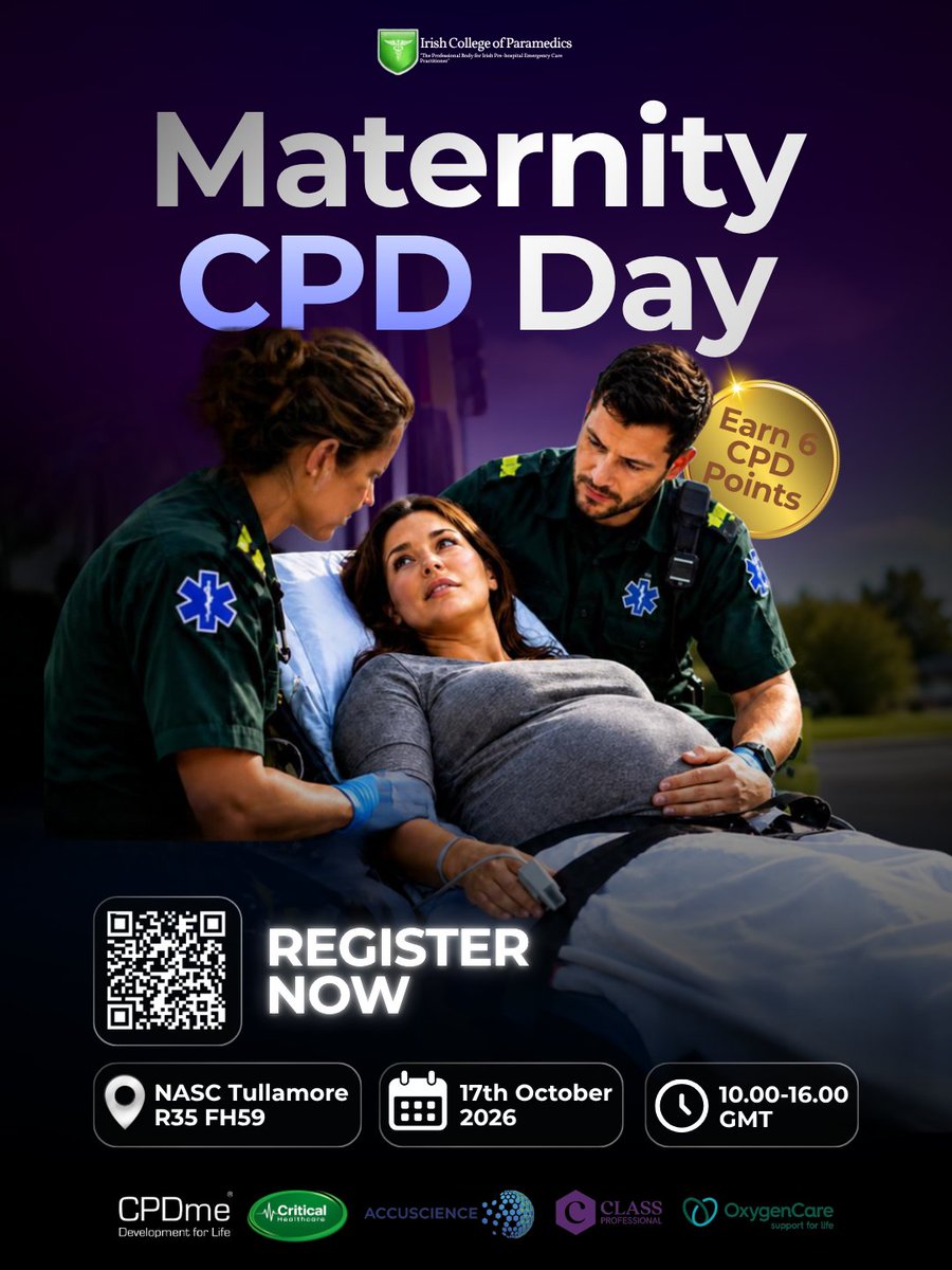 cpdme's tweet photo. 🤰 Maternity CPD Day | Earn 6 CPD Points

Join the Irish College of Paramedics for a full day of CPD dedicated to maternity care.

👉 Register now via the link below:
https://t.co/4xvS81g5WM

#IrishCollegeOfParamedics #Paramedics #PrehospitalCare #CPD #CPDme https://t.co/IIqrDPCn9f