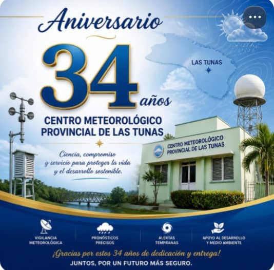 LorenzoOsbel's tweet photo. Muchas felicidades para el Centro Meteorológico Provincial de #LasTunas en su 34 aniversario #PorLasTunasLaVictoria #SíSePuede https://t.co/8RN96AbTM7