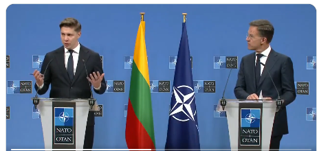 Mirjam152's tweet photo. Dat hoofd van Rutte als de premier van Litouwen zegt: "Ik heb aan de SG gevraagd of er bewijs is dat Rusland iets van plan is richting de NAVO. En de SG ontkende dat." 

Haha, die Rutte. Als door een adder gebeten. https://t.co/aEikGfNvEM