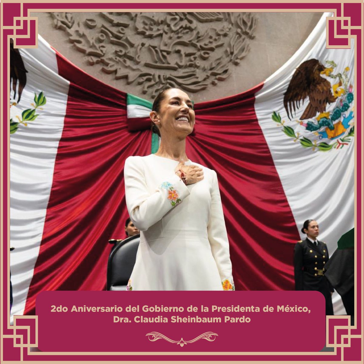 SecOscarFlores's tweet photo. Con la llegada de la primera mujer a la Presidencia de México, nuestro país hizo historia y abrió una nueva etapa en la vida pública nacional.
A dos años del inicio del gobierno de la Presidenta @Claudiashein, reconocemos su liderazgo y trabajo en la consolidación del Segundo Piso de la Cuarta Transformación, bajo los principios de honestidad, justicia social, bienestar y soberanía.
Desde el #EdoMéx, de la mano de nuestra Gobernadora, Mtra. @delfinagomeza, refrendamos nuestro compromiso con este proyecto de nación y con los principios del #HumanismoMexicano.
#ElPoderDeServir