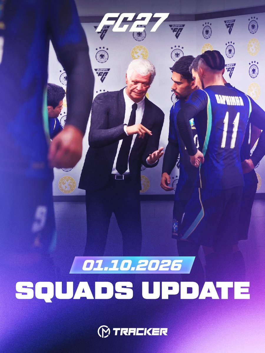 cmtrackernet's tweet photo. 🚨 01.10.2026 Squads Update is now LIVE in #FC27 🚨

Full database changes ➡️ https://t.co/XJ6M2P8sUn https://t.co/QC5HoyH4Ul