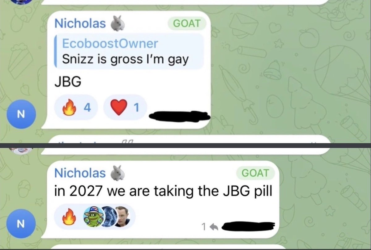 sneako's tweet photo. Nick Fuentes just told his cult to take the JBG “just be gay” pill. 

The leader of a Christian movement crying about white replacement. Do you get it now? https://t.co/pRKO8bXZrY
