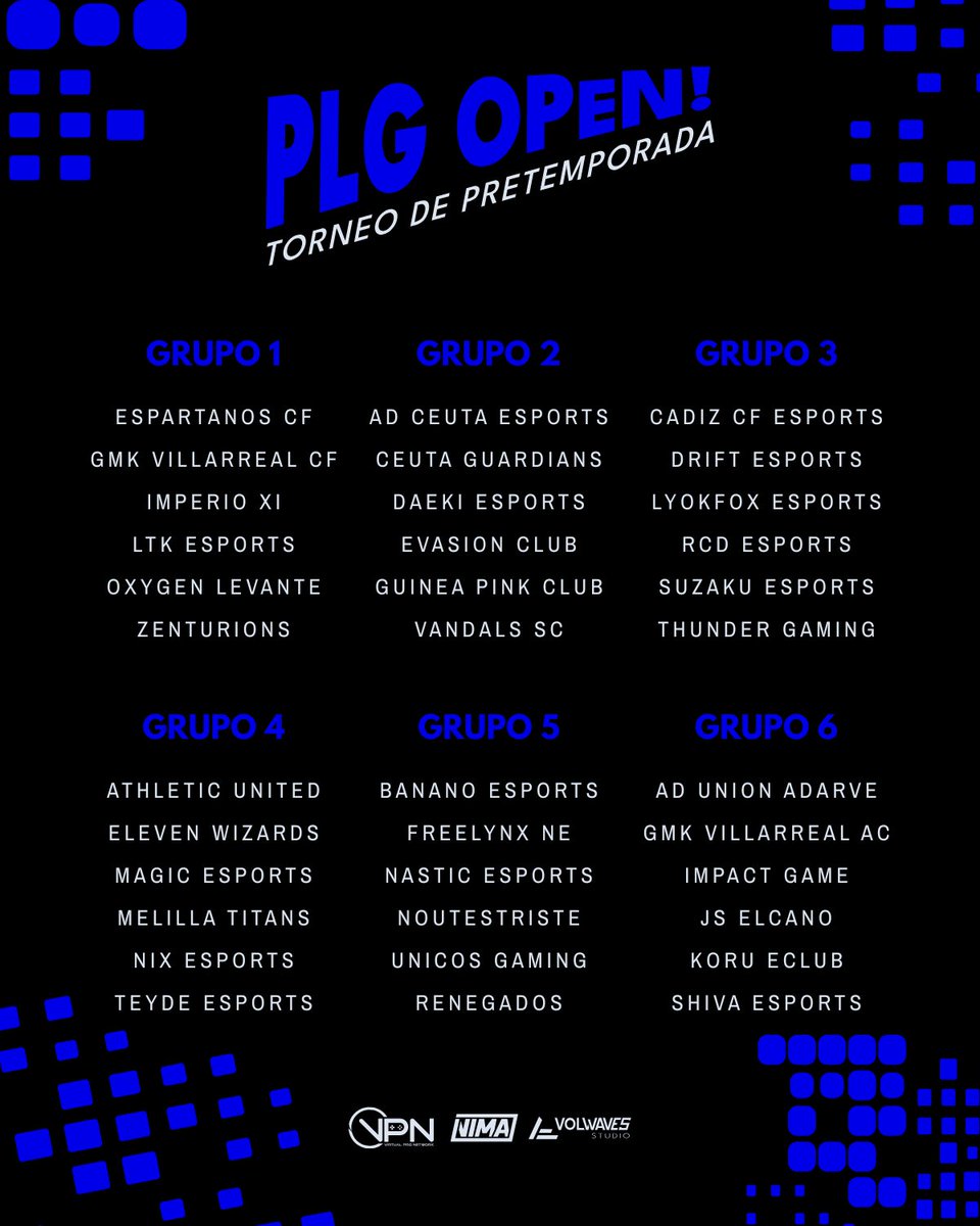 PLG_Spain's tweet photo. 🔵 𝐏𝐋𝐆 𝐎𝐏𝐄𝐍 

📆 Del 5 al 15 de octubre.
⌚️ 22:40 y 23:00.
🎙️ Fase final casteada.

🧮⬇️ Estos son los 𝐆𝐑𝐔𝐏𝐎𝐒 𝐅𝐎𝐑𝐌𝐀𝐃𝐎𝐒 para el torneo. https://t.co/nKaW3X2tWa