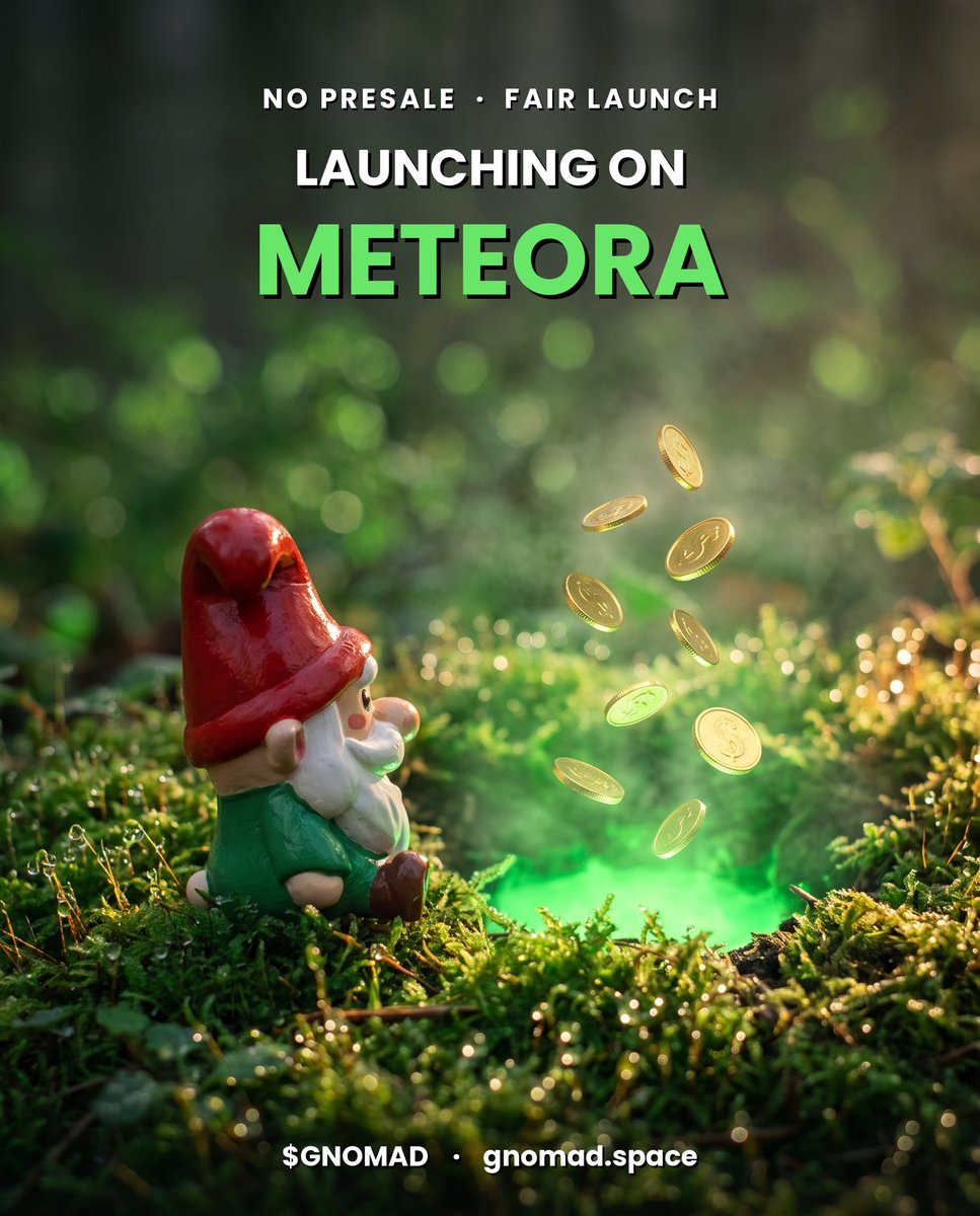 GNOMAD_Official's tweet photo. No presale. No private round. No insiders.
GNOMAD goes live with a one-sided pool on Meteora — we put in the tokens, you bring the SOL. Same price for everyone from block one. Liquidity locked, receipts posted. 🍄
$GNOMAD · https://t.co/TLtEh7EklA https://t.co/g9vjWawJjD