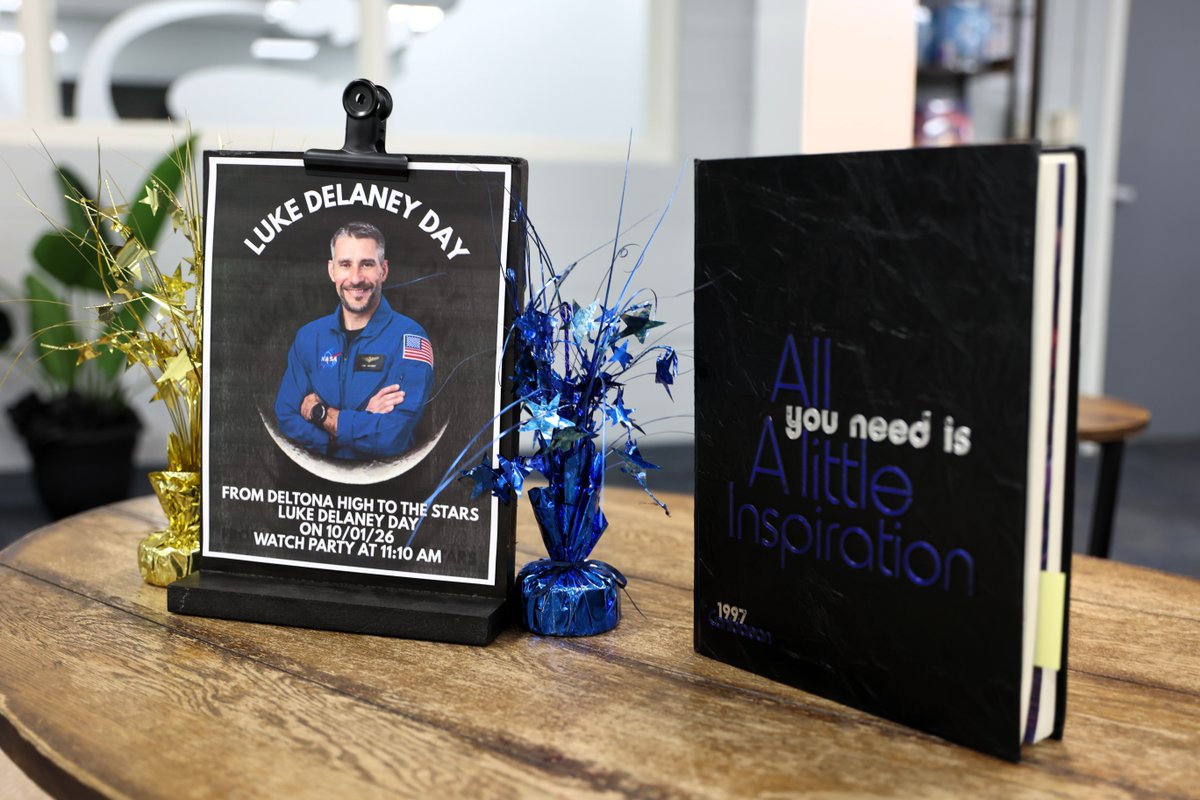 volusiaschools's tweet photo. Volusia County Schools was over the moon celebrating 𝐋𝐮𝐤𝐞 𝐃𝐞𝐥𝐚𝐧𝐞𝐲 𝐃𝐚𝐲 as students, staff, and the community came together to watch the Deltona High School alumnus launch into space as the pilot of @SpaceX Crew-13. 🌙
 
The out-of-this-world celebration featured a space-themed science lesson and snacks with stellar puns that had everyone reaching for the stars (or, at the very least, a pair of star-shaped eyeglasses). 🌎✨
 
The event was a fitting tribute to a former Wolf who is inspiring the next generation to dream big.
 
A special thank you to our media partners for helping share this exciting moment and highlighting a hometown success story that had our entire community counting down to liftoff. 🚀 
 
@NASA

#LukeDelaneyDay #DeltonaHighSchool #SpaceXCrew13 #ReachForTheStars #FutureReadyVCS #VolusiaCountySchools #WhereEveryFutureBegins