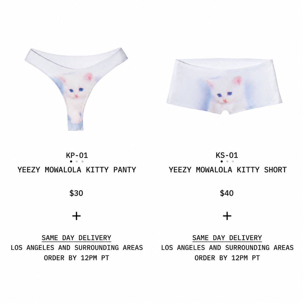FearedBuck's tweet photo. Ye has restocked the Yeezy x Mowalola Kitty Panty and Shorts online.

Same-day delivery is available for customers in the Los Angeles area. https://t.co/fgaxy3C71g
