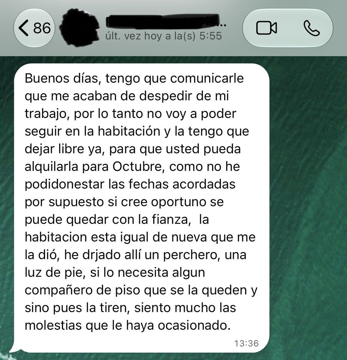 ModoPatrimonio's tweet photo. 17 días. 📆 

Eso es lo que ha durado este inquilino en una de mis habitaciones.

Me escribe diciendo que le han despedido y que se marcha pasado mañana.

2 días de preaviso. 😅

Y encima él mismo me dice que, si lo considero oportuno, me quede la fianza.

¿Qué haríais vosotros?

¿Se la devolveríais?

Yo lo tengo bastante claro.