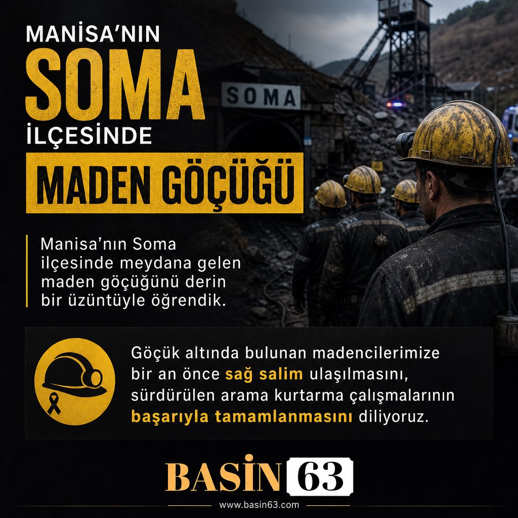 Basin63_com's tweet photo. Manisa Soma'da Maden Ocağında Göçük: 2 İşçi Kurtarıldı, 5 İşçi İçin Arama Kurtarma Çalışmaları Sürüyor @OgeRemzi  @urfadanhaber63 https://t.co/gkEIGVN2gD