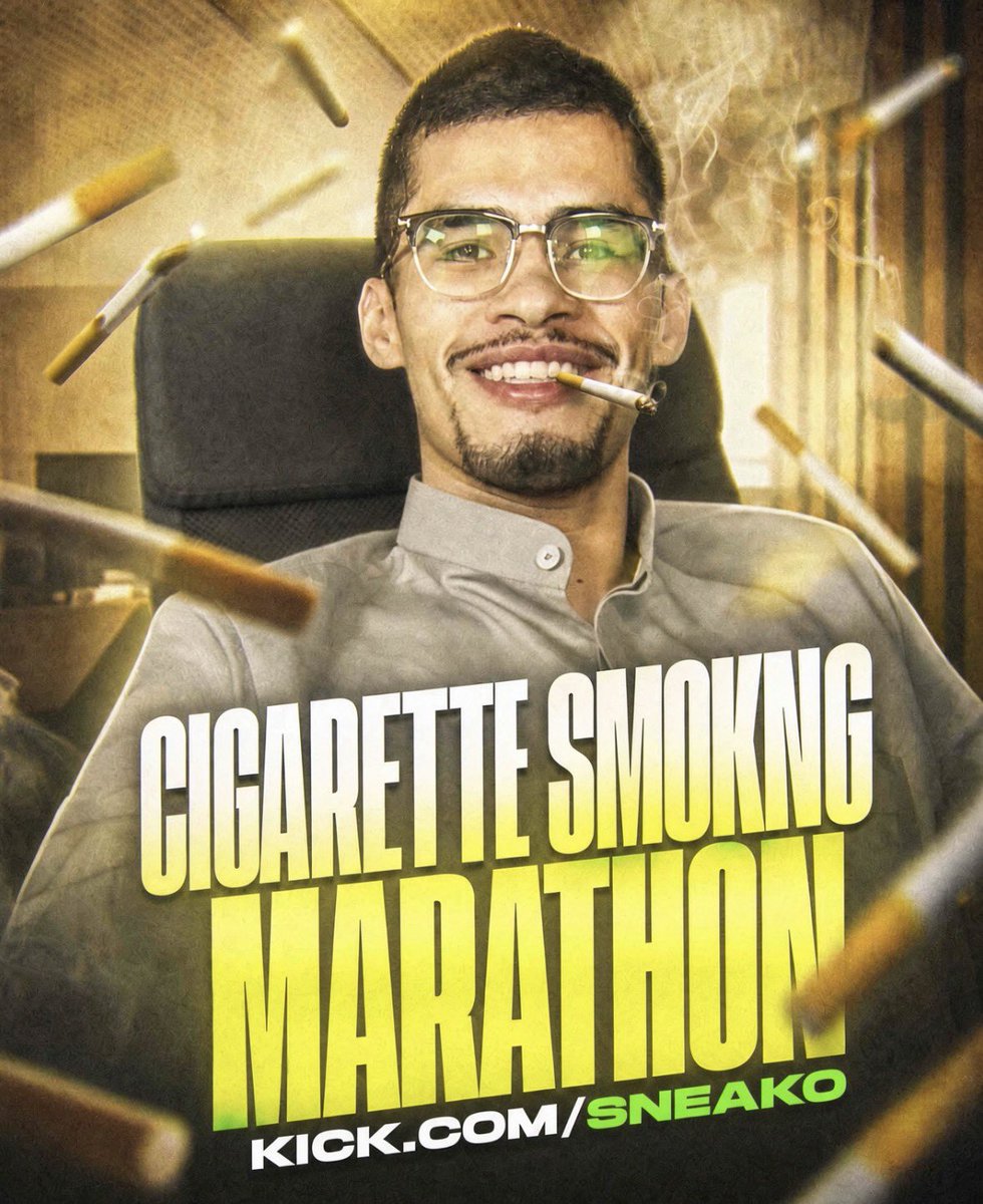 vxdeo's tweet photo. Sneako announced he’s doing a CIGARETTE SMOKING MARATHON this weekend 👀 https://t.co/gYH0H12cAp