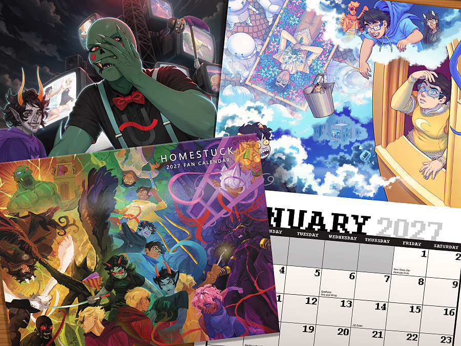 Joyfulldreams's tweet photo. The #Homestuck 2027 Fan Calendar has arrived! We're keeping this train of calendar tradition rolling for the fourth year in a row, with the theme of Acts 6-7!

Pre-orders are open until November 15th. Get yours now!

https://t.co/ZRD9e4crrT https://t.co/9ckyvSTORo