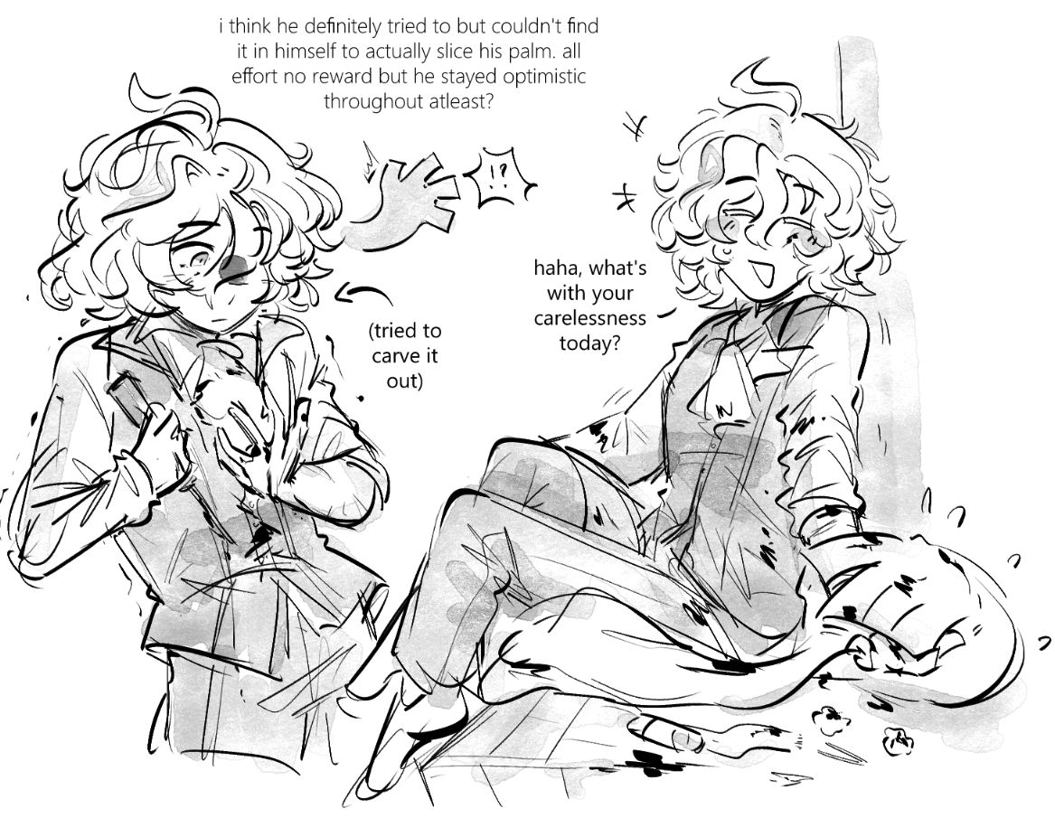 idikeis's tweet photo. // sh on 2nd pic

i feel like he would wouldn't he.. mm i can imagine him definitely growing some weird numbness to his limbs/hands if that were the case https://t.co/wlG5EdTqaw