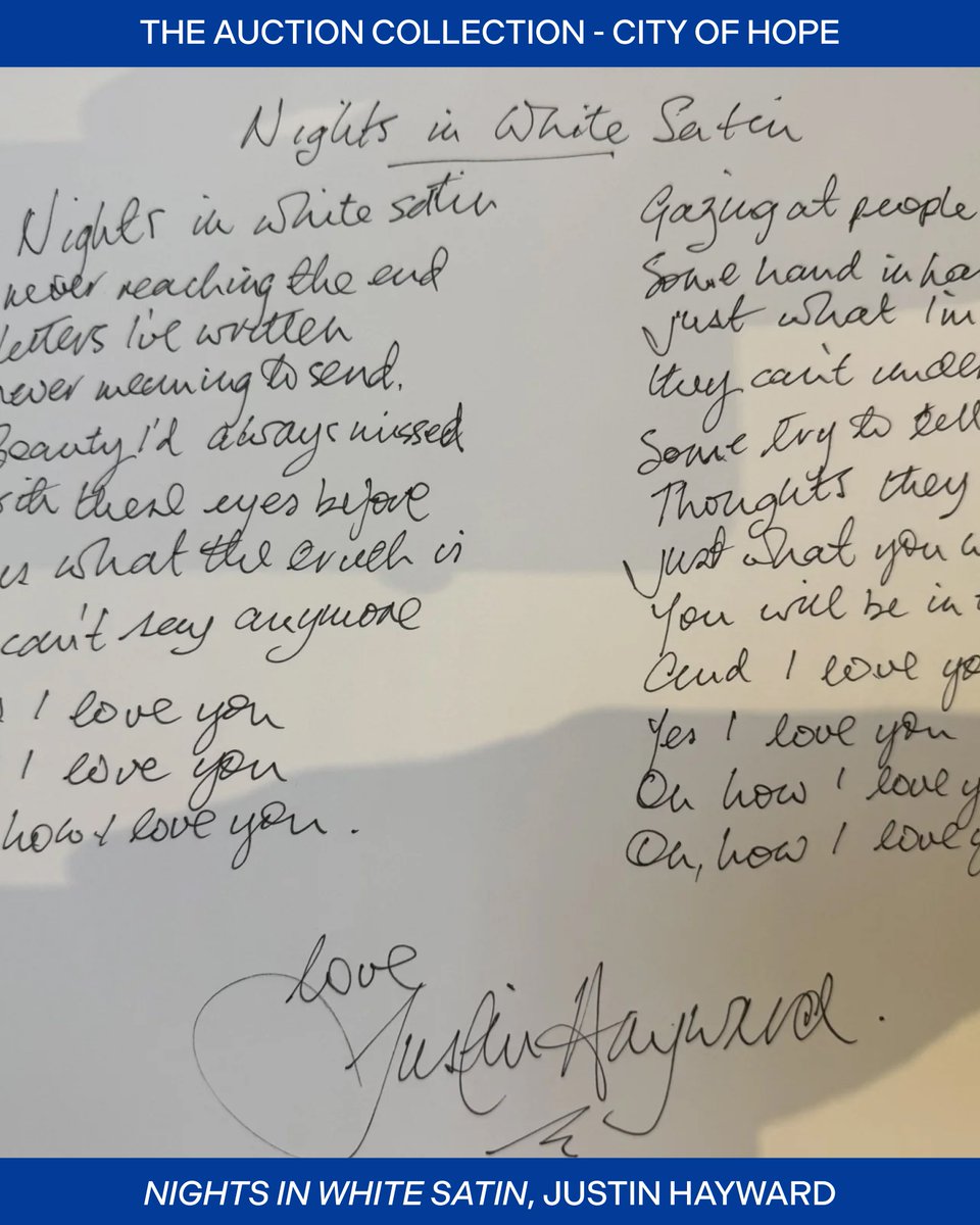 primarywave's tweet photo. Introducing The Auction Collection, in support of @cityofhope and its lifesaving cancer research and care.
First in the collection: “More Than Words,” featuring handwritten and signed lyrics and sheet music from celebrated songwriters and artists. https://t.co/VsEmEentz6
