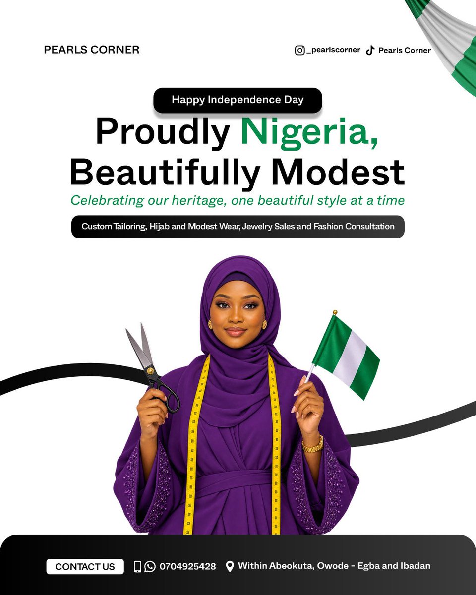 samsoncreatives's tweet photo. Happy independence day
#GraphicDesign #BrandDesign #FashionDesign #ModestFashion #SamsonCreatives https://t.co/jYEyFlIXId