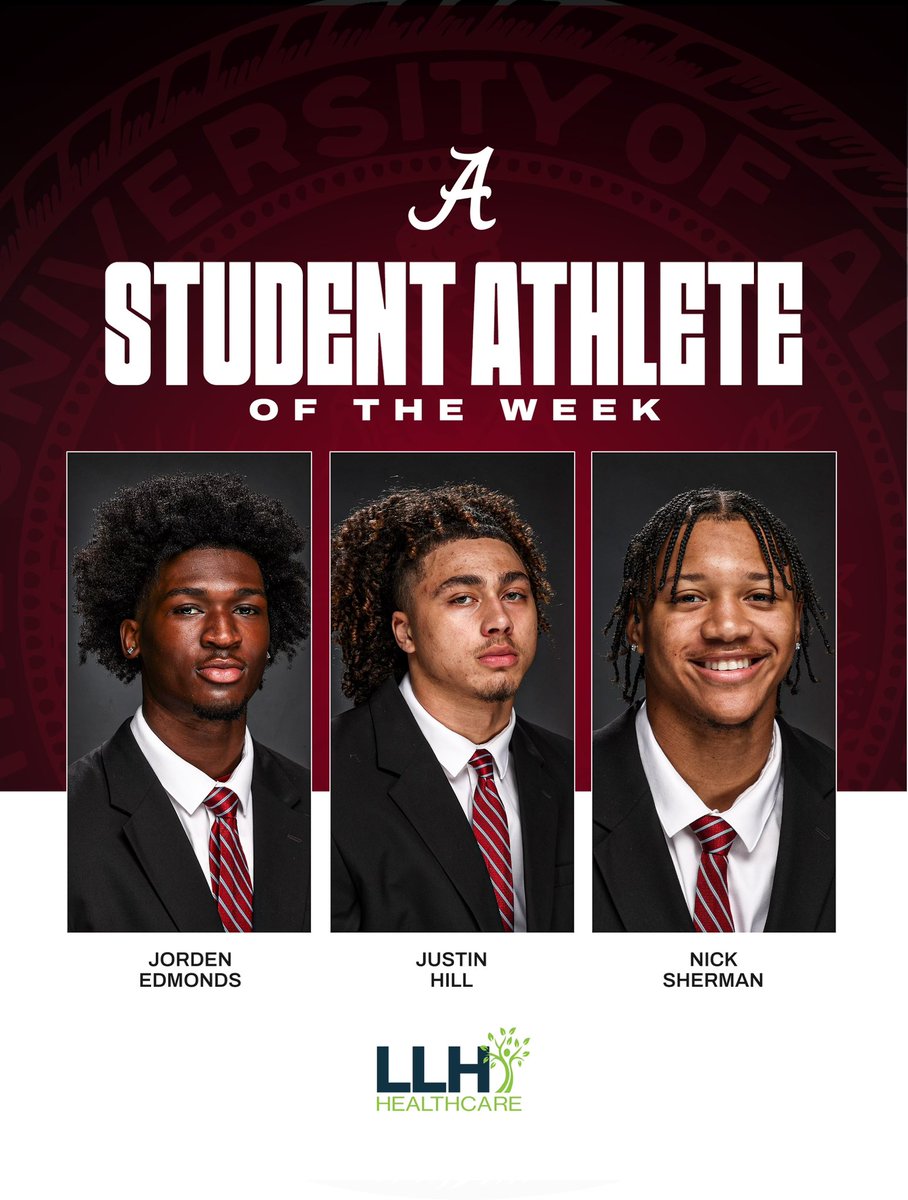 AlabamaFTBL's tweet photo. Student Athletes of the Week! 📚🎓

@JordenEdmonds 
@justinnn10k 
@nickvibeez https://t.co/tZ4ND2Z1u2