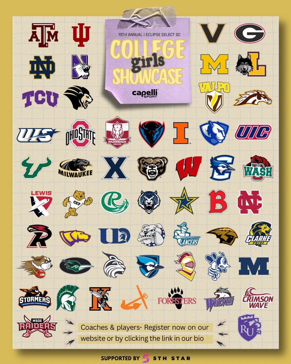 EclipseSelectSC's tweet photo. The 19th Annual Eclipse Select Girls College Showcase is almost here- with an INCREDIBLE lineup of college coaches attending!! 

DON’T WAIT‼️ Register now using this link: 🔗https://t.co/x2J0fHK85q https://t.co/kdchzNcwEe