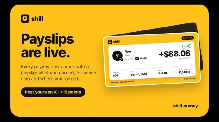 kuetoket's tweet photo. Transparent on-chain payouts are the future 📈

Just shared my @shillmoneyrh  payslip to lock in another +15 points bonus! Keep grinding, fams 🚀 $SHILL #shill 

Check your rank &amp; earnings: https://t.co/uVwYEiDr87

CA : 0x93cfF6Dc0cf59680b8d85b9F3312a24bF1a7c1D8 https://t.co/wsV6KKLOzH