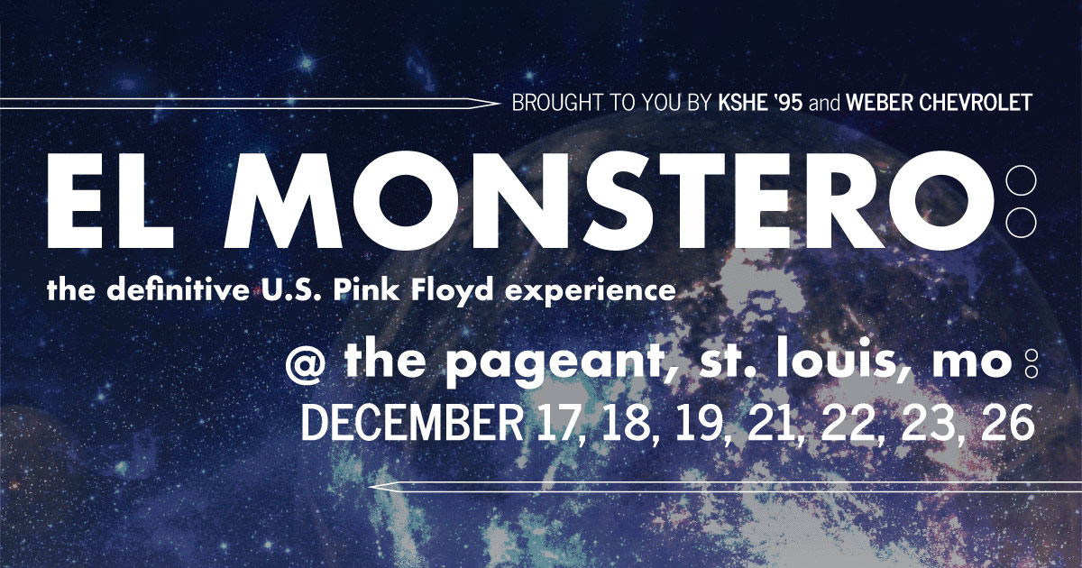 ThePageantSTL's tweet photo. ON SALE NOW: @KSHE95 Real Rock Radio and Weber Chevrolet Present - The Definitive U.S. Pink Floyd Experience - @El_Monstero at The Pageant |12.17-12.19, 12.21-12.23, 12.26|. Get your tickets now!

Get 🎟️’s: https://t.co/cpKYSXN2Oe https://t.co/M3v2YpPsys