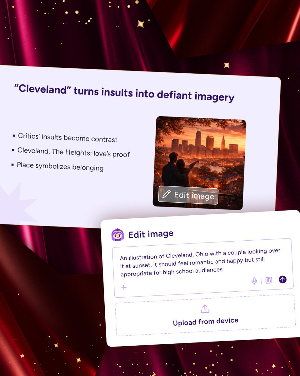magicschoolai's tweet photo. Create images using our updated image generator. Prompts are pre-created for you based on your presentation's context. https://t.co/opY5uI05k7