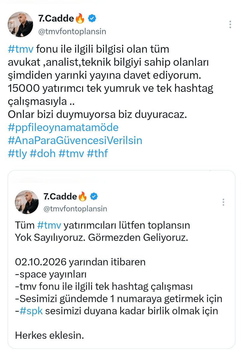 tmvfontoplansin's tweet photo. -Tasfiyede değiliz 
-Pblk lı değiliz 
-Sattik paramızı cekemiyoruz .
-Kimseye sesimizi duyuramıyoruz.
#tmv fonundaki 15 bin kişiye sesleniyorum . Lütfen paylaşın ve yarınki 10:00 daki yayına katılın ve artik birileri bizi duysun https://t.co/Dl4aku652G