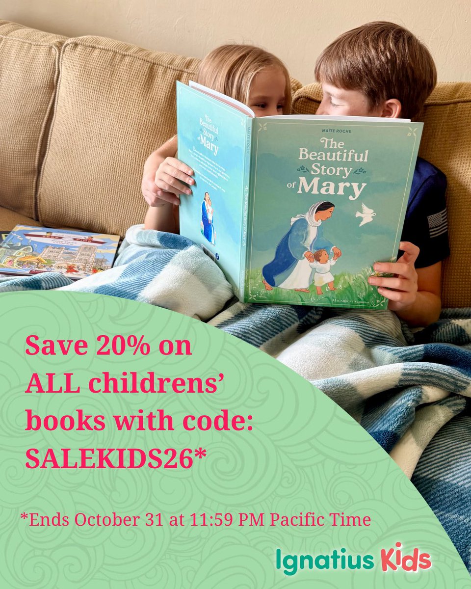 IgnatiusPress's tweet photo. 🎊Today we are kicking off a BIG children’s book sale, including NEW releases. Ignatius Press has beautiful, high-quality, children’s books for ALL ages, to inspire you to grow a family of readers and saints! ⬇️ 

20% off ALL books at https://t.co/bv7UC8viqP with code SALEKIDS26! https://t.co/d77VwlR6l3