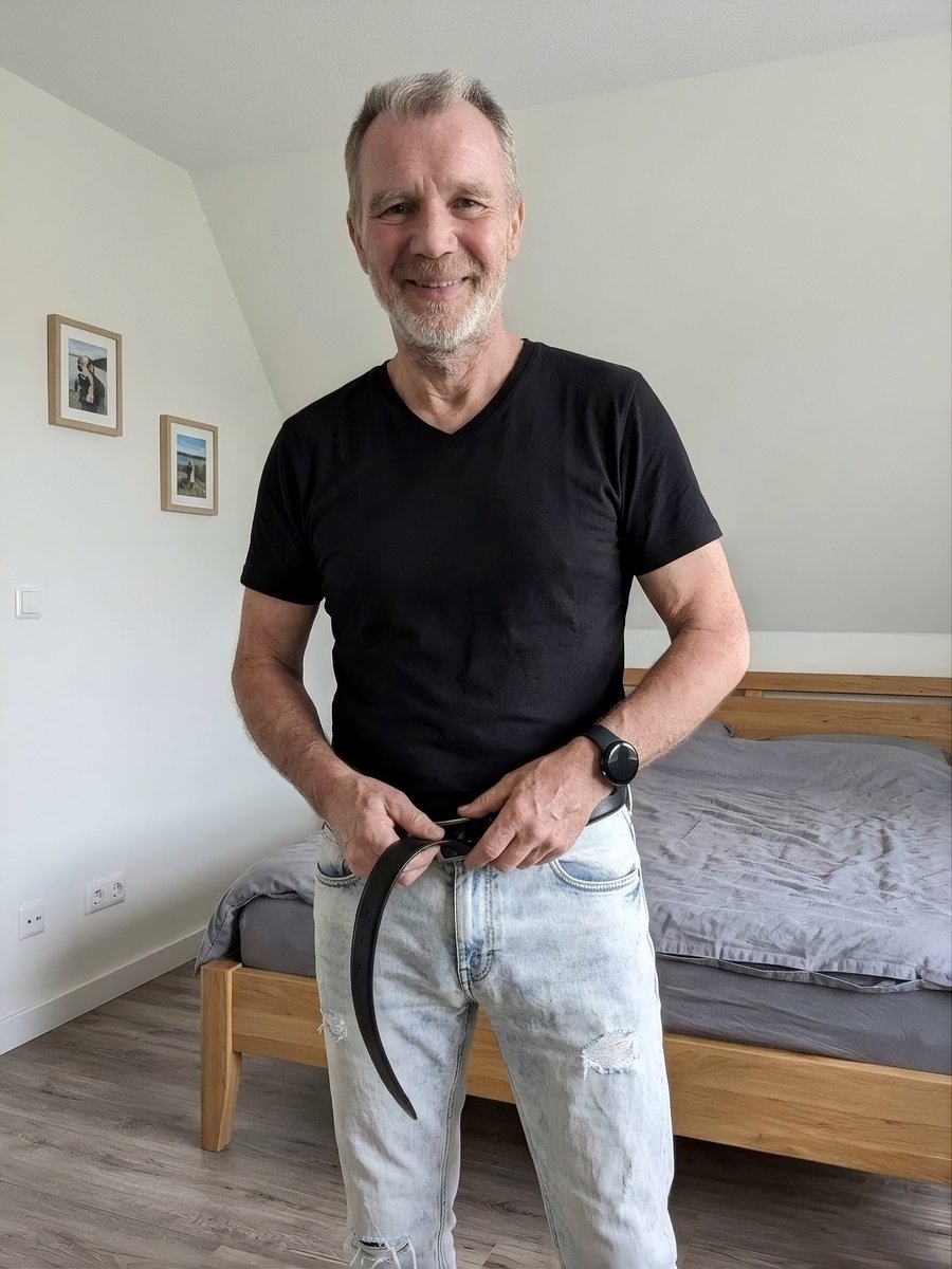 OwnedOnFile's tweet photo. This is the body. No story, no excuse. Bent over in cheap grey, ass pushed out because that is the only angle worth keeping. Face in hard light so you can see the age and still look. Belt in my hands in the bedroom, not because I am in charge. Because I was told to hold it and smile. Then stripped, sat down, arms crossed like that hides anything. It does not. I am the archive. I do not get to choose what gets pinned. Uncensored, the parts this crop still flatters, here: https://t.co/ZTpWI0YjkN

#owned #bodyarchive #humiliation #exposed #nudeselfie #olderMen #noexcuse