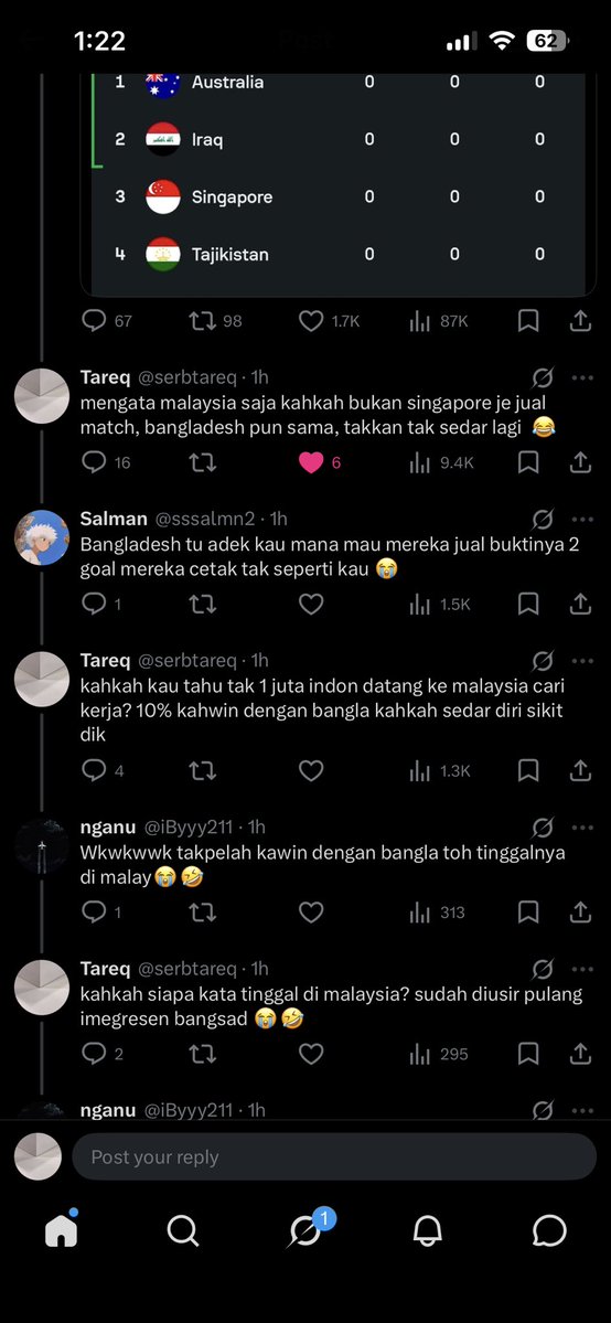 serbtareq's tweet photo. @im_your_dady2 @SyahrulR8296 @iByyy211 @sssalmn2 @idextratime since you are missing out kenapa conversation lari dari bahas bola kepada bahasa prostitusi, semuanya bermula daripada rakyat low iq 😭😭😭😭😭 https://t.co/lOiCD7iS8b
