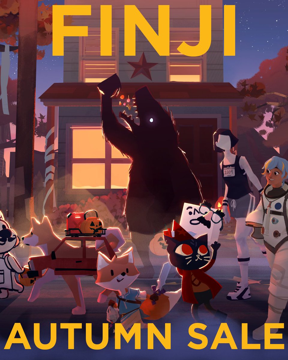FinjiCo's tweet photo. AUTUMN TREAT 🍬 EVERY FINJI GAME IS ON SALE ON STEAM!

Including: 
868-BACK - 10% OFF
Night in the Woods - 50% OFF
TUNIC - 50% OFF 
I WAS A TEENAGE EXOCOLONIST - 50% OFF
WILMOT WORKS IT OUT - 30% OFF

🎃 https://t.co/7ghF5Nk4HQ https://t.co/E3EUdj4cQt