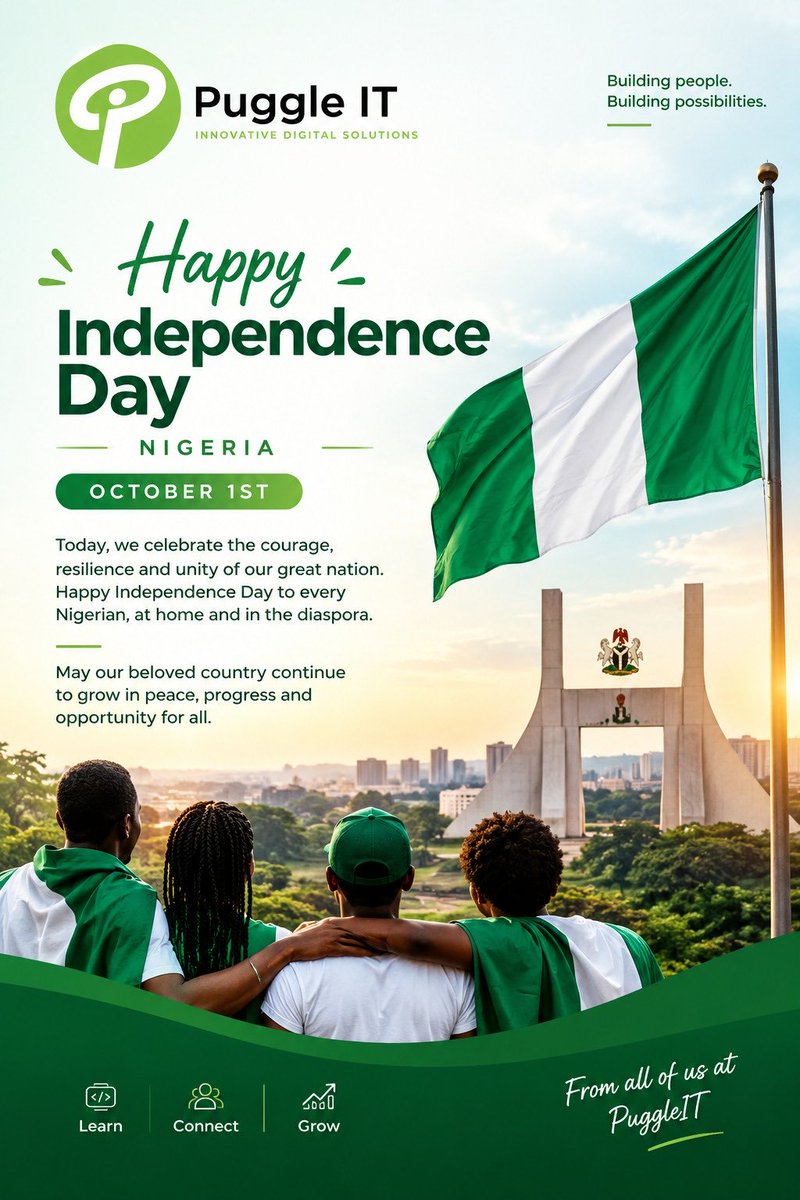 puggleit's tweet photo. At PuggleIT, we believe the future of Nigeria is not only in the hands of institutions, but also in the hands of young people who are willing to learn, create and build. Happy Independence 💚 https://t.co/Sw8IrDxlvS