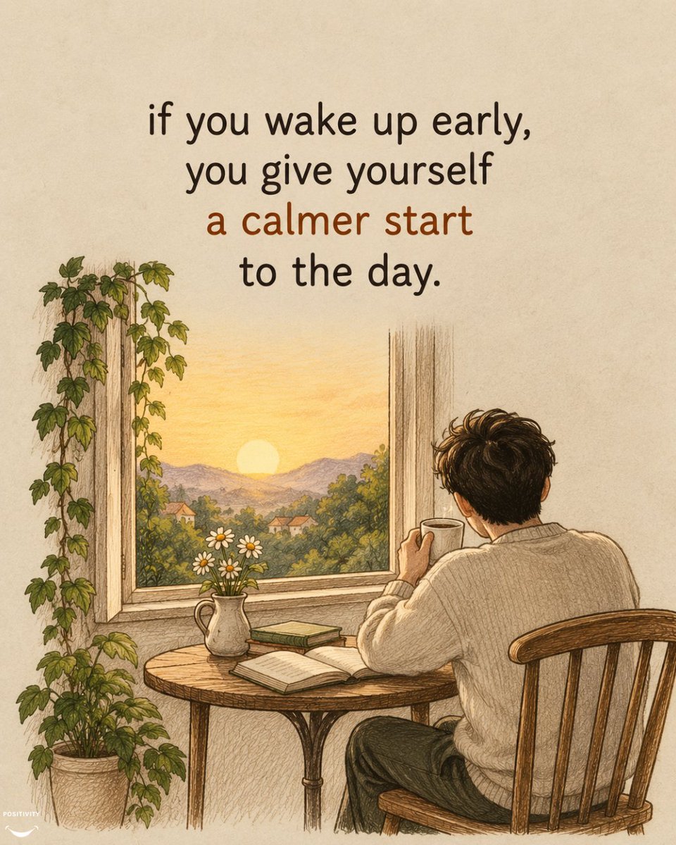 PositivitySaid's tweet photo. Pick one habit. Watch your whole day shift. 

Wake a little earlier, catch the morning sun, stretch before the day starts, walk for 20, put the phone down at night, none of it takes much, but it adds up fast. Which one are you trying first? https://t.co/x6YkfpUtbI