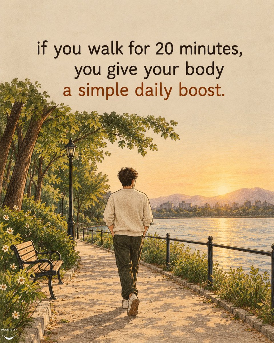 PositivitySaid's tweet photo. Pick one habit. Watch your whole day shift. 

Wake a little earlier, catch the morning sun, stretch before the day starts, walk for 20, put the phone down at night, none of it takes much, but it adds up fast. Which one are you trying first? https://t.co/x6YkfpUtbI