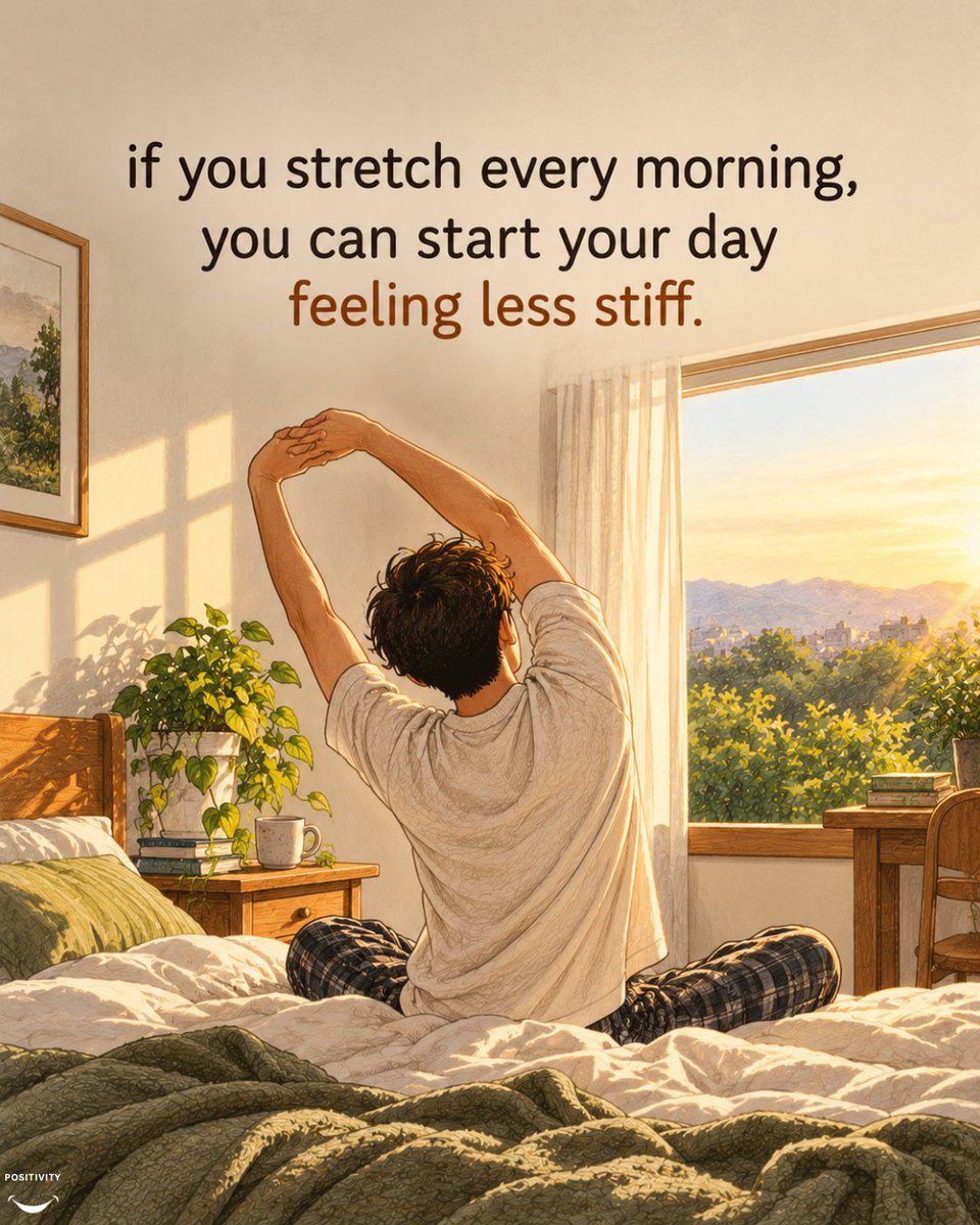 PositivitySaid's tweet photo. Pick one habit. Watch your whole day shift. 

Wake a little earlier, catch the morning sun, stretch before the day starts, walk for 20, put the phone down at night, none of it takes much, but it adds up fast. Which one are you trying first? https://t.co/x6YkfpUtbI