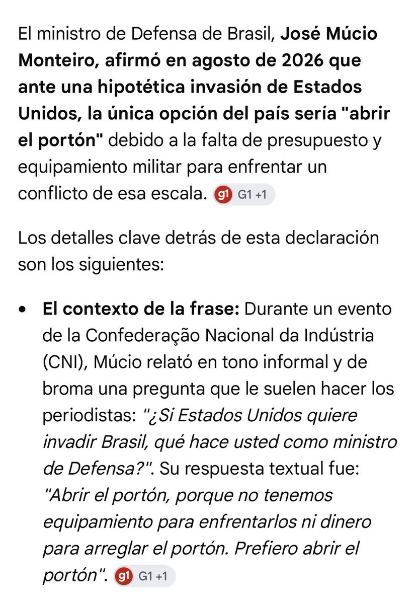 pinamafe's tweet photo. El Ministro de Defensa de Brasil ante un hipotético ataque yankee e invasión militar dijo que lo que le tocaría hacer es: 

“ABRIR EL PORTÓN, porque no tenemos equipamiento para enfrentarlos ni dinero para arreglar el portón. 

PREFIERO ABRIR EL PORTÓN”.

Agarren allí, jetones! https://t.co/2UnqmVYbZn