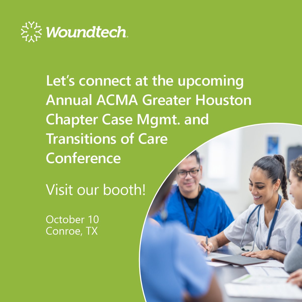 woundtech's tweet photo. We're excited to exhibit at the upcoming @TheACMA Conference. Visit our booth to learn how our wound specialists can provide comprehensive treatment & healing for your patients. Learn more: https://t.co/VLoTttLQMM
#Healthcare #WoundCare #Providers #CaseManager #PrimaryCare #PCP https://t.co/1Bf7EZGomw