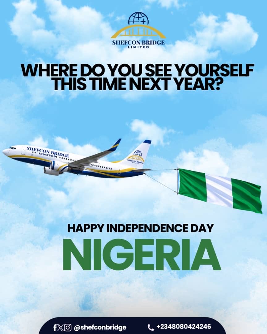 Shefconbridge's tweet photo. Happy Independence Day, Nigeria.

Where do you see yourself this time next year?

For some, it's studying abroad. For others, it's a long-awaited trip or an Umrah. 

Whatever it is, it starts with a decision, and we'd love to help you make it happen. https://t.co/v7G6dwYkU3