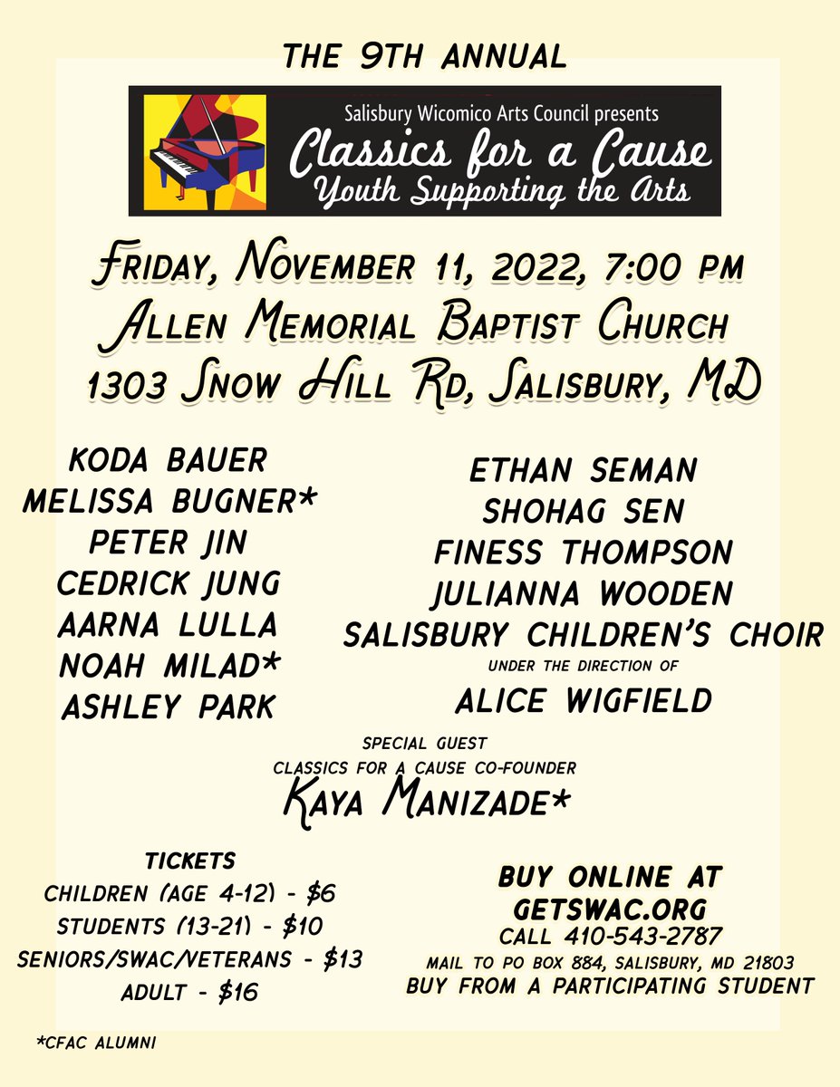 SWAC_MD's tweet photo. NOV 22nd TWO GREAT PERFORMANCES TO CHOOSE FROM! FREE ADMISSION WITH GENTLY USED INSTRUMENT DONATION! - https://t.co/rHLyfkKqr1 https://t.co/XIkO9bvvR4