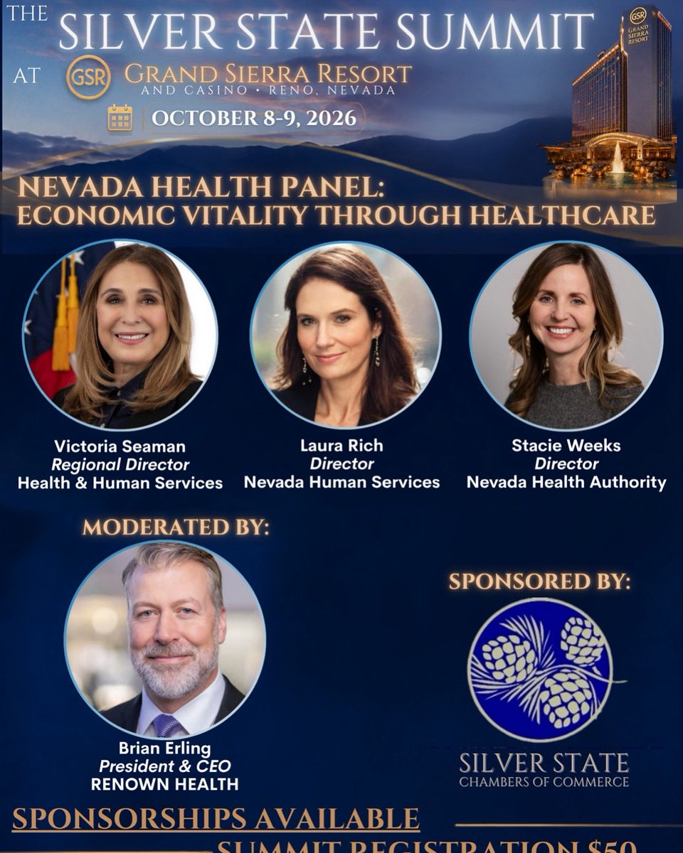 VictoriaDseaman's tweet photo. I’m honored and excited to join the Silver State Summit, sponsored by the Silver State Chamber of Commerce, representing @hhsgov. Looking forward to connecting with fellow leaders, exchanging ideas, and contributing to meaningful conversations that help advance our shared mission. Excited for what’s ahead!
#maha