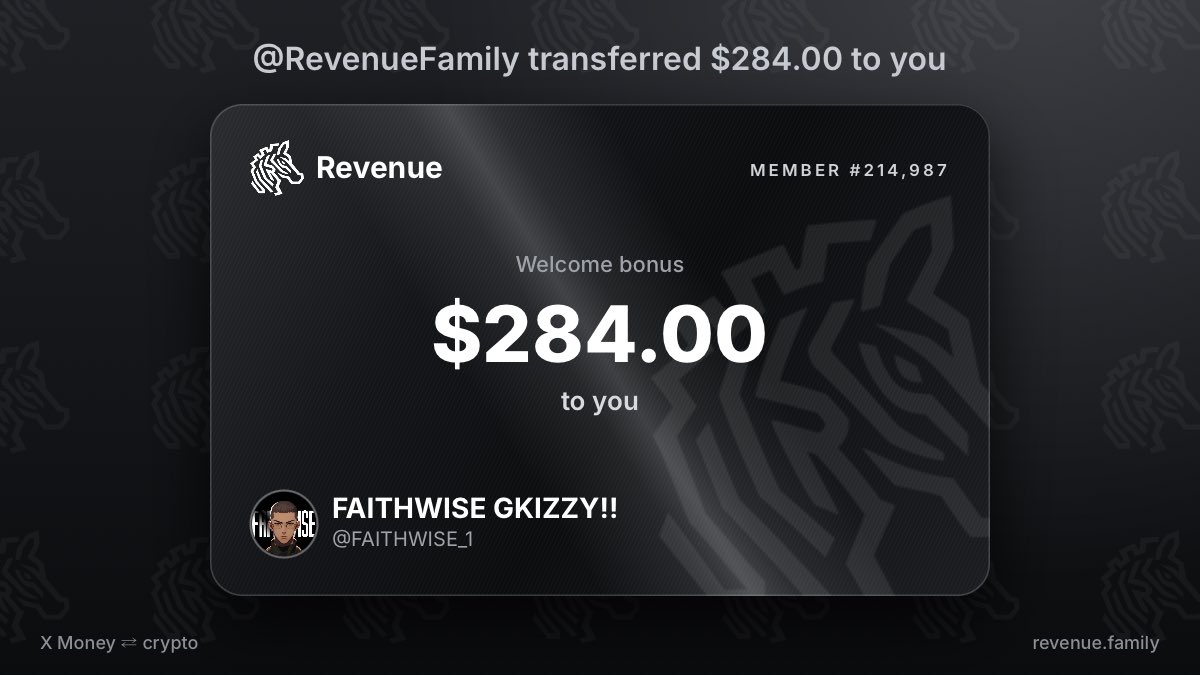 FAITHWISE_1's tweet photo. @RevenueFamily My gift from @RevenueFamily is $284.00 https://t.co/2ET71v6qbb