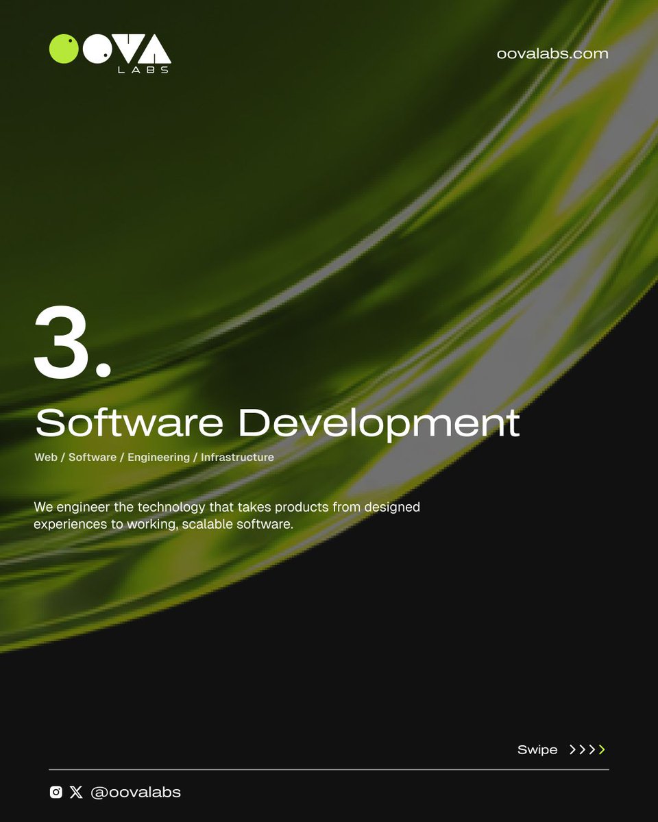 oovalabs's tweet photo. We connect the disciplines it takes to turn an idea into something real:
→ Branding &amp; Strategy
→ Product Design
→ Software Development
From the thinking behind it to the technology that makes it work.
Possibility → Form.
#OOVALabs https://t.co/I09dZmlHrp